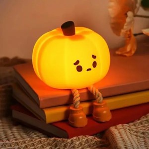 Racxily Pumpkin Night Light, Cute LED Lamp, Silicone Dimmable Nursery Nightlight for Kids, Silicone Rechargeable Bedside Touch Lamp - 1 of 3