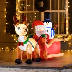 YOOCOZZ  Christmas Yard Decoration - 6.5 ft Long Xmas Inflatables Outdoor Decorations Santa Claus on Sleigh, Reindeer and Snowman with LED Lights - 1 of 4