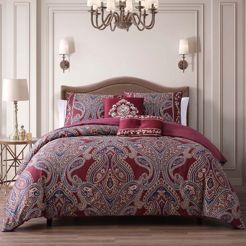 Bebejan Rossana Red 100% Cotton 5-piece Reversible Comforter Set : Target