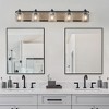 GreenEver 40'' Farmhouse Vanity Light, 5-Light Bathroom Sconce with Seeded Glass, Black Wood Grain Finish, Modern Industrial Design (No Bulbs) - 2 of 4