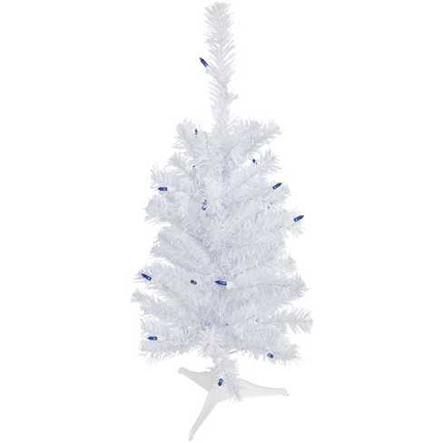 2' Pre-Lit Slim White Artificial Christmas Tree - Green Lights