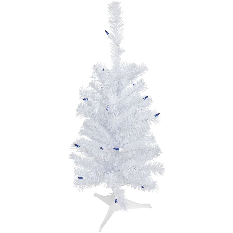 Northlight 2' Pre-Lit Woodbury White Pine Slim Artificial Christmas Tree, Blue Lights, 1 of 7