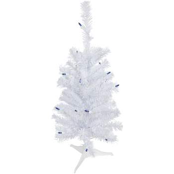 Northlight 2' Pre-Lit Woodbury White Pine Slim Artificial Christmas Tree, Blue Lights