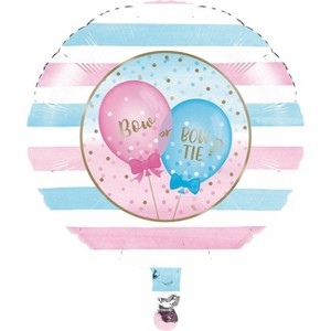 Gender Reveal Mylar Party Balloon, White Pink Blue