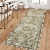 Acekool Vintage Runner Rug - 2x8 Non-Slip Washable Carpet in Brown & Green - 2 of 4