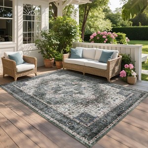 Washable Floral Medallion Soft Non Slip Carpet Indoor Retro Accent Large Floor Carpet Stain Resistant Non Shedding Rugs - 1 of 4