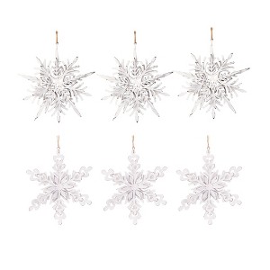 Whisen Set of 6 Iron Snowflake Hanger, Decorative Hanging Ball Christmas Tree Ornaments - White - 1 of 4