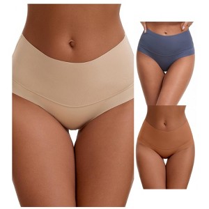INSPIRE CHIC Women's High Waist Tummy Control Full Coverage Briefs Breathable Panties 3 Packs - 1 of 4