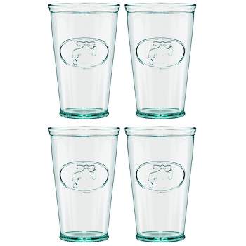Amici Home Italian Euro Milk Recycled Green Glass Drinking Glassware With  Green Tint, Embossed Milk Beverages Motif, Set Of 6,13-ounce : Target
