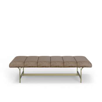 eLuxury Studio A Upholstered Vegan Leather Coffee Table with Metal Base