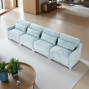 141.7" Chenille Ergonomic Sectional Sofa with Lumbar Pillows - 1 of 4