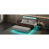DOMETOUR Modern Upholstered Floating Bed Frame with LED Lights, Vertical Channel Design Velvet Fabric Bed, No Box Spring Needed, Full Size, Beige - 2 of 4
