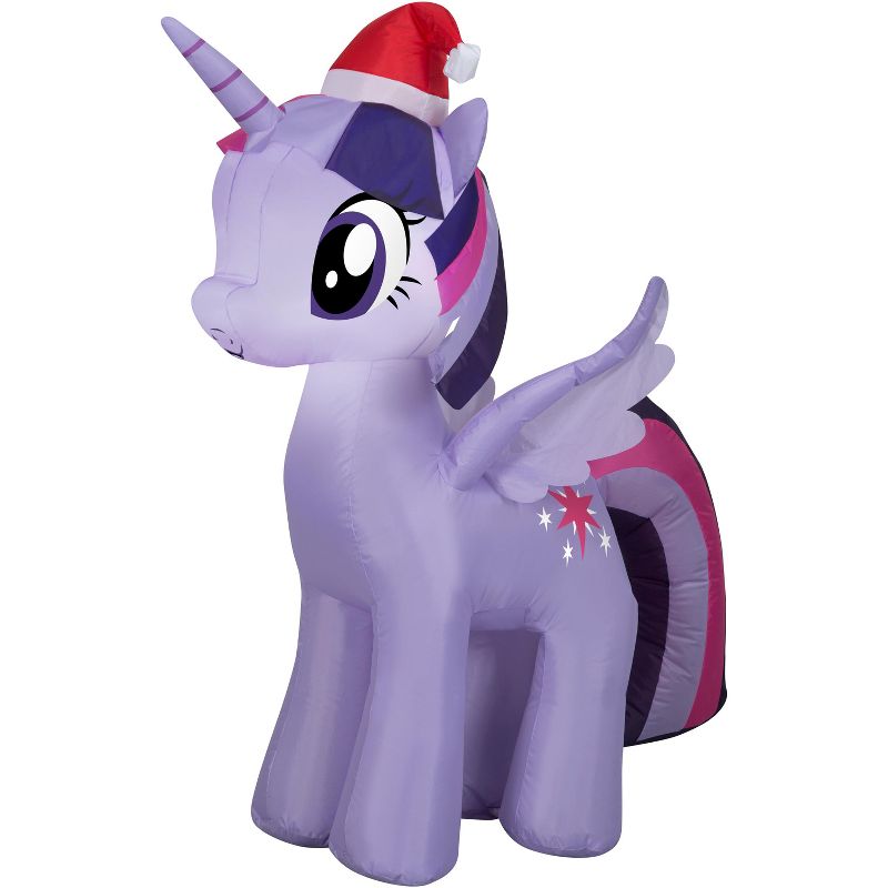 Gemmy Christmas Airblown Inflatable Twilight Sparkle with Santa Hat, 3.5 ft Tall, Purple, 1 of 5