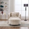 Velvet Oversized Swivel Accent Barrel Chair with Ottoman and 3 Pillows with Storage for Living Room, Bedroom, Lounge - 4 of 4
