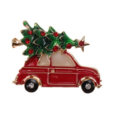 Unique Bargains Christmas Brooches YNCP6254 Alloy Dripping Wax Red 1.42"x1.18" 1 Pc