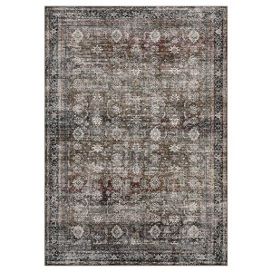 Vintage Washable Floral Print Living Room Rugs, Indoor Farmhouse Soft Bedroom Carpet, Low Pile Floor Cover for Dining Room Kitchen - 1 of 4