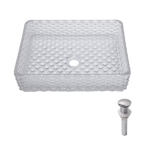 Lyngins Tempered Glass Vessel Sink Bathroom Vanity Set – Matte Black Stainless Steel Faucet & Pop-Up Drain, for Bathroom/Dressing Room - 1 of 4