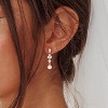 Dainty Pearl Drop Earrings 14k Gold Plated, Long Bridal Wedding Formal Dangle Earrings For Women - 2 of 4