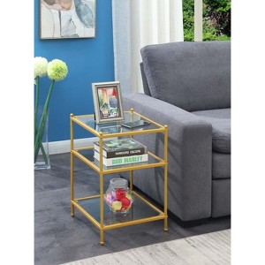 HomeStock Belmont Royal Crest End Table with Chrome Frame and Three Tiers of Glass Shelves, Modern Accent Table for Storage and Display at Home - 1 of 4