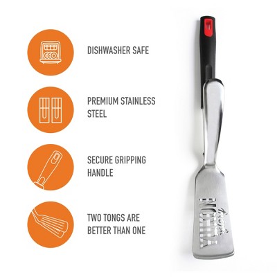 Premium Stainless Steel Tongs-Spatula with Rubber Grip