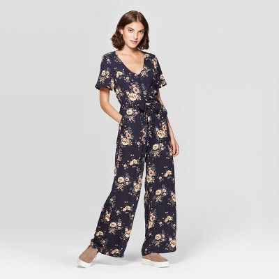 short sleeve navy jumpsuit