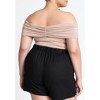 ELOQUII Women's Plus Size Fold Over Off The Shoulder Top - 3 of 4