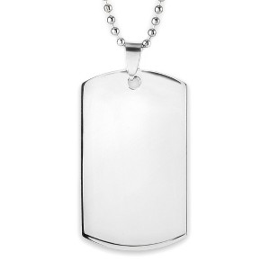 West Coast Jewelry Men's Polished Mirror Finish Engravable Dog Tag Steel Necklace - 1 of 3