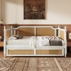 KTMBDW Twin Size Rattan Daybed, Sofa Bed for Bedroom Guest Room, No Box Spring Needed, White & Natural - 2 of 4