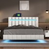 NicBex Full/Queen Floating Bed Frame with Headboard,Modern Upholstered Platform Bed Frame with LED Lights and USB,Wood Slats Support,No-Noise - 2 of 4