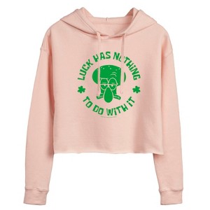 Women's - SpongeBob SquarePants - Squidward Luck Cropped Graphic Hoodie - 1 of 4
