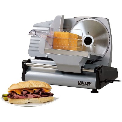 Valley Sportsman 1AFS223Q 180 Watt 7.5 Inch Blade Professional Electric Kitchen Countertop Stainless Steel Meat and Cheese Deli Slicer, Silver