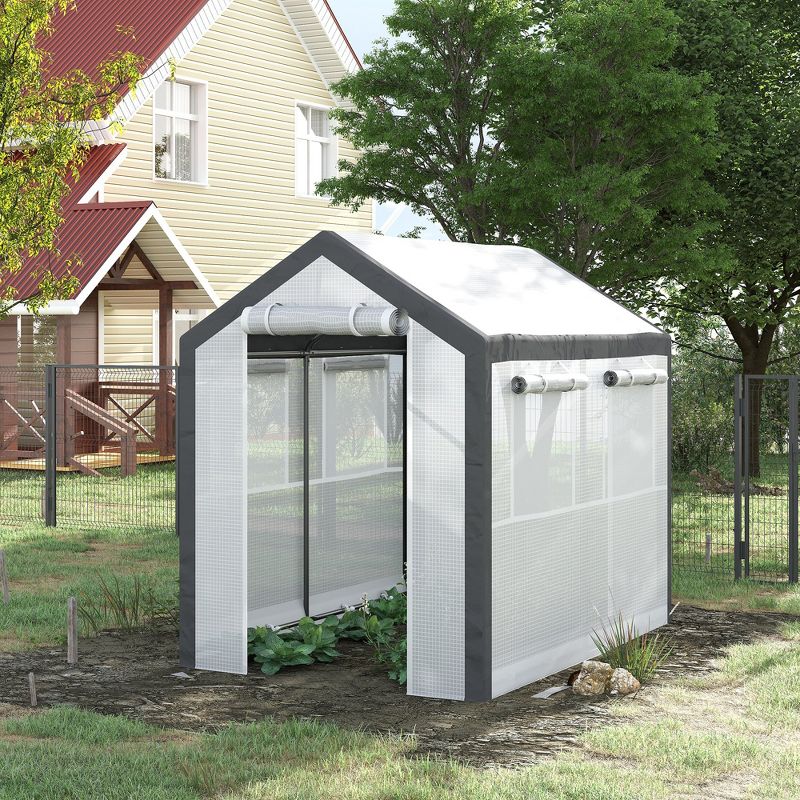Outsunny Walk-In Greenhouse, Outdoor Gardening Canopy with Roll-up Windows, Zippered Door & Weather Cover, 3 of 7