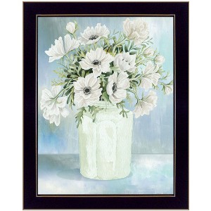 HomeRoots White Blooms Black Grooved Framed Print Wall Art - 1 of 4