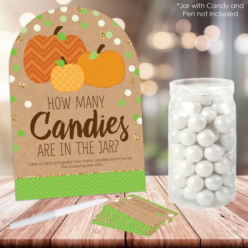 Big Dot of Happiness Pumpkin Patch - How Many Candies Fall, Halloween or Thanksgiving Party Game - 1 Stand and 40 Cards - Candy Guessing Game, 2 of 9