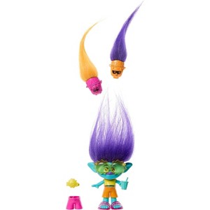 Trolls Hair Pops Branch Doll – 7-Piece Small Doll Set with Pop-Out Hair Accessories - 1 of 4