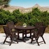 WestinTrends Malibu 5-Piece HDPE Round Patio Dining Table Set with Foldable Chairs, Black - 2 of 4
