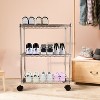 Vynxaria Chrome 3-Tier Utility Storage Shelves with Wheels, 23" W x 13" D x 30" H - 4 of 4