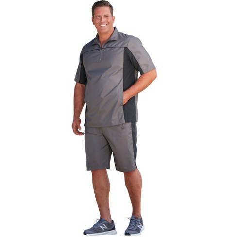 KingSize Men's Big & Tall Quarter Zip Short Sleeve Colorblock Tracksuit -  5XL, Gray