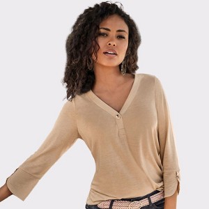 Women's Button V-Neck Top - LASCANA - 1 of 4