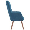 vidaXL Blue Velvet Accent Chair with Wooden Legs & Steel Frame - Comfortable Lounge Seating for Living Room, Office, or Bedroom - 4 of 4