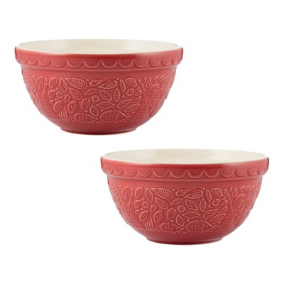 Mason Cash 40oz 2pk Earthenware Mixing Bowls Red