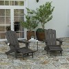 Merrick Lane Adirondack Chair with Cup Holder and Pull Out Ottoman, All-Weather HDPE Indoor/Outdoor Lounge Chair - 2 of 4