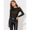 INSPIRE CHIC Women's Metallic Round Neck Long Sleeve Sparkly Disco Party Shiny Top - 2 of 4