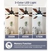 Airsurfer 52" Matte Black Ceiling Fan with 3 Colors LED Light 5-Blade 6 Speeds Ceiling Fan with Remote, 6 Speeds 5"/10" Downrods,Indoor Use - 4 of 4