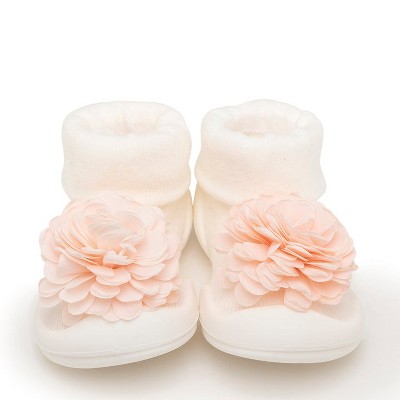 Komuello Baby Girl First Walk Sock Shoes Corsage White