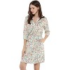 Allegra K Women's Button Front Floral Print Split Neck 3/4 Sleeves Mini Dresses - 3 of 4