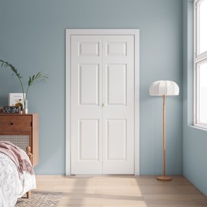 SMARTSTANDARD 78.4 in. H 3-Panel White Primed Hollow Core Bifold Door with Hardware Kit, Pre-drilled Doors - 1 of 4