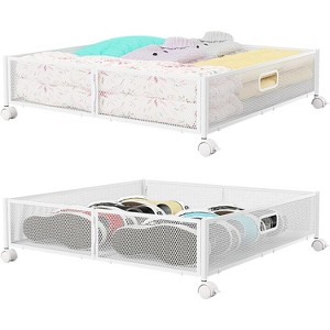 Under Bed Storage with Wheels, Tool-Free Assembly Metal Roll-Out Drawers for Shoes, Clothes & Blankets, Space-Saving Organizer - 1 of 4