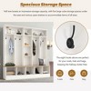 The Misty Moon Black Hall Tree with Storage Bench Shoe Cabinet with Cube Storage and Shelves, Multifunctional Coat Rack with 8 Hooks - 4 of 4