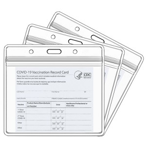 3 Pack Vaccination Card Protector, 4*3in Immunization Record Vaccine Card Holder, Plastic Clear ID Card Holder Name Tags Badge Holders - 1 of 4